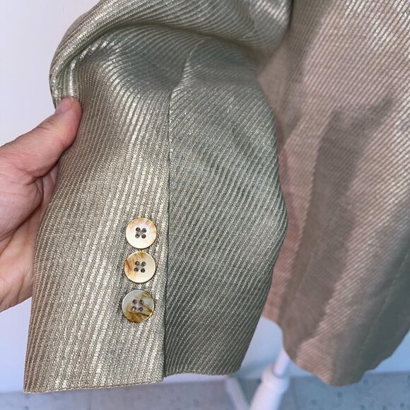 Linda Allard Ellen Tracy Blazer Size 12 Womens Vintage Gold Linen Viscose Cotton - Picture 9 of 15